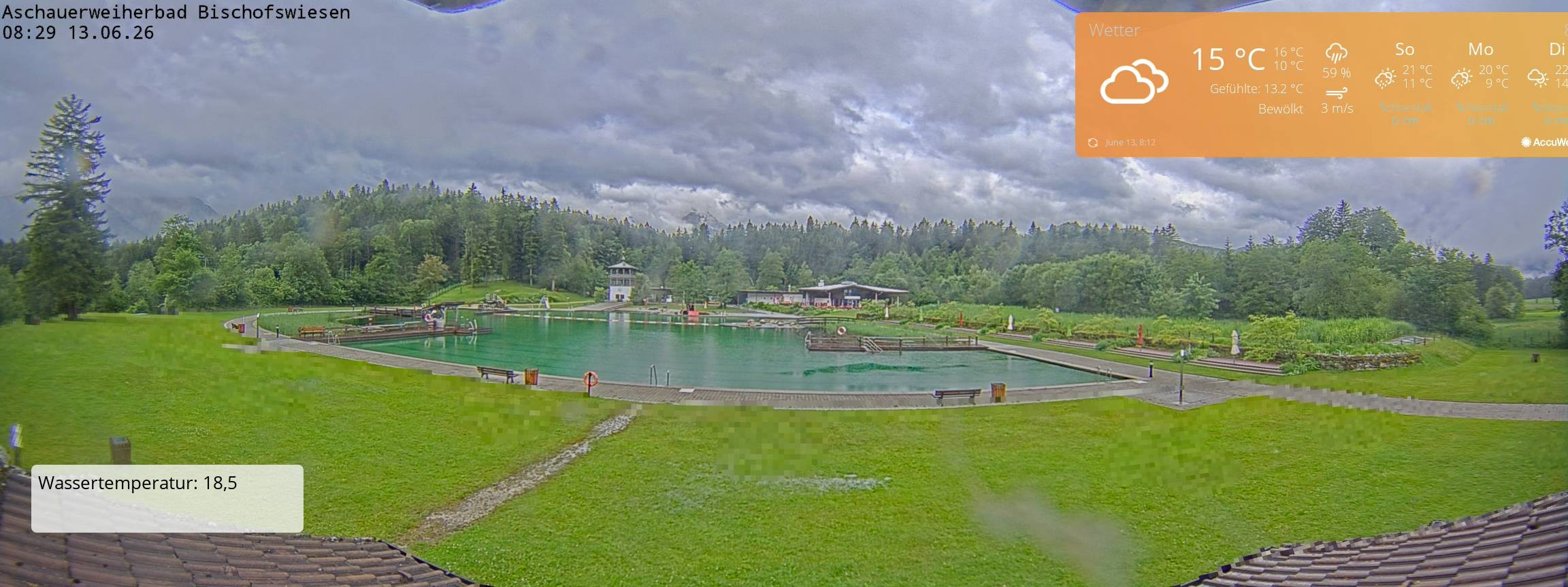Archiv Foto Webcam Bischofswiesen: Naturbad Aschauerweiher