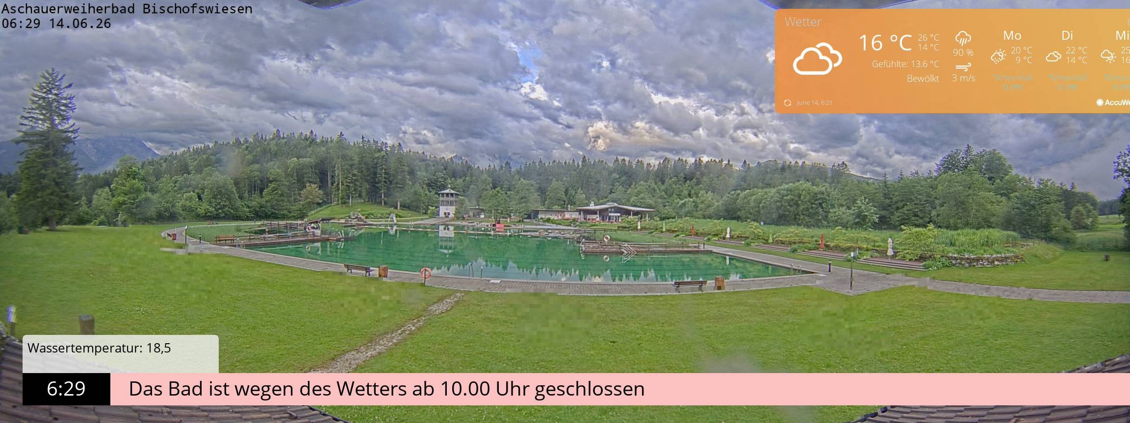 Archiv Foto Webcam Bischofswiesen: Naturbad Aschauerweiher
