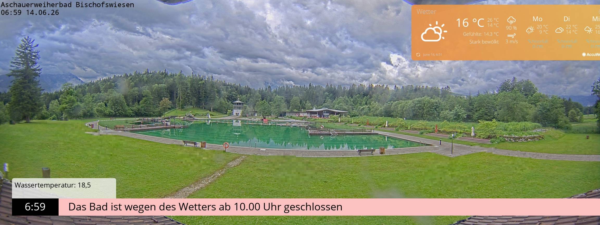 Archiv Foto Webcam Bischofswiesen: Naturbad Aschauerweiher