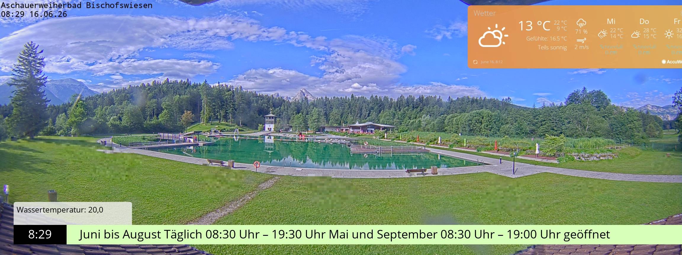 Archiv Foto Webcam Bischofswiesen: Naturbad Aschauerweiher