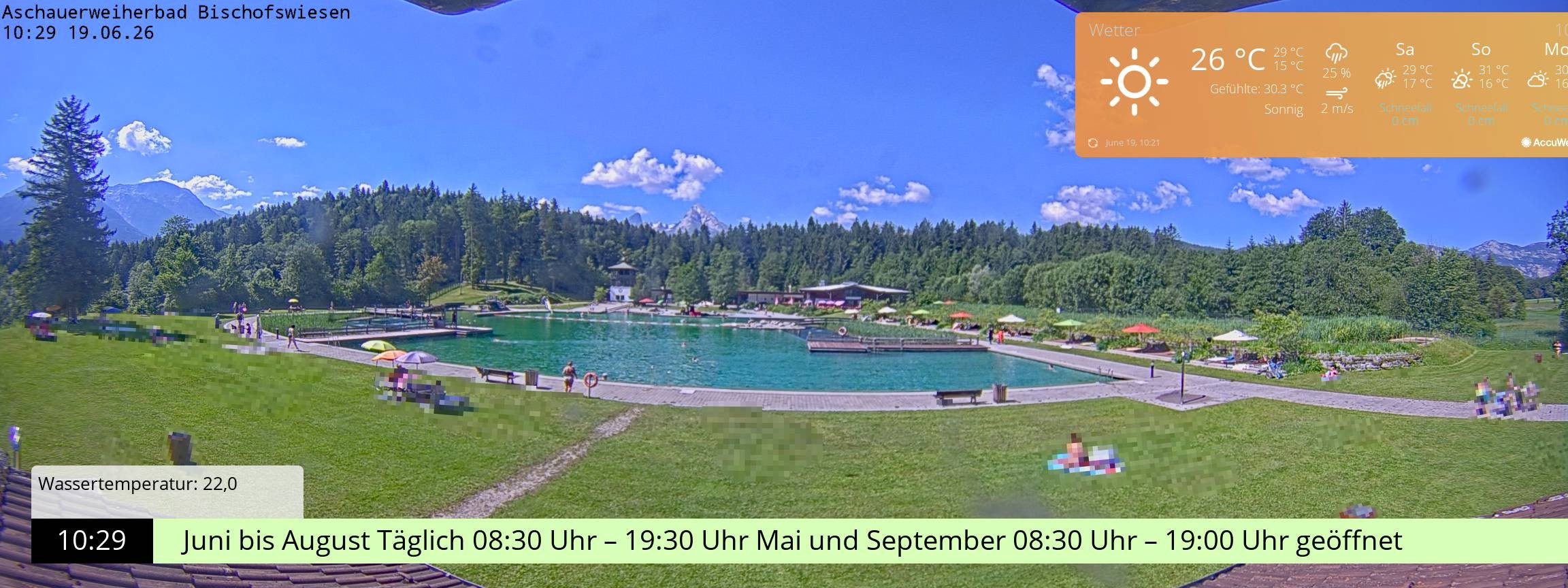 Archiv Foto Webcam Bischofswiesen: Naturbad Aschauerweiher