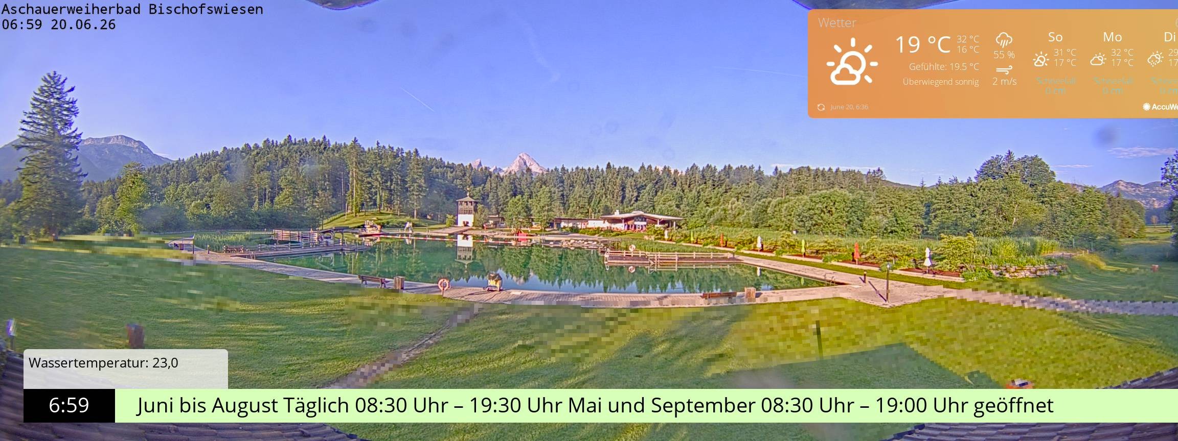 Archiv Foto Webcam Bischofswiesen: Naturbad Aschauerweiher