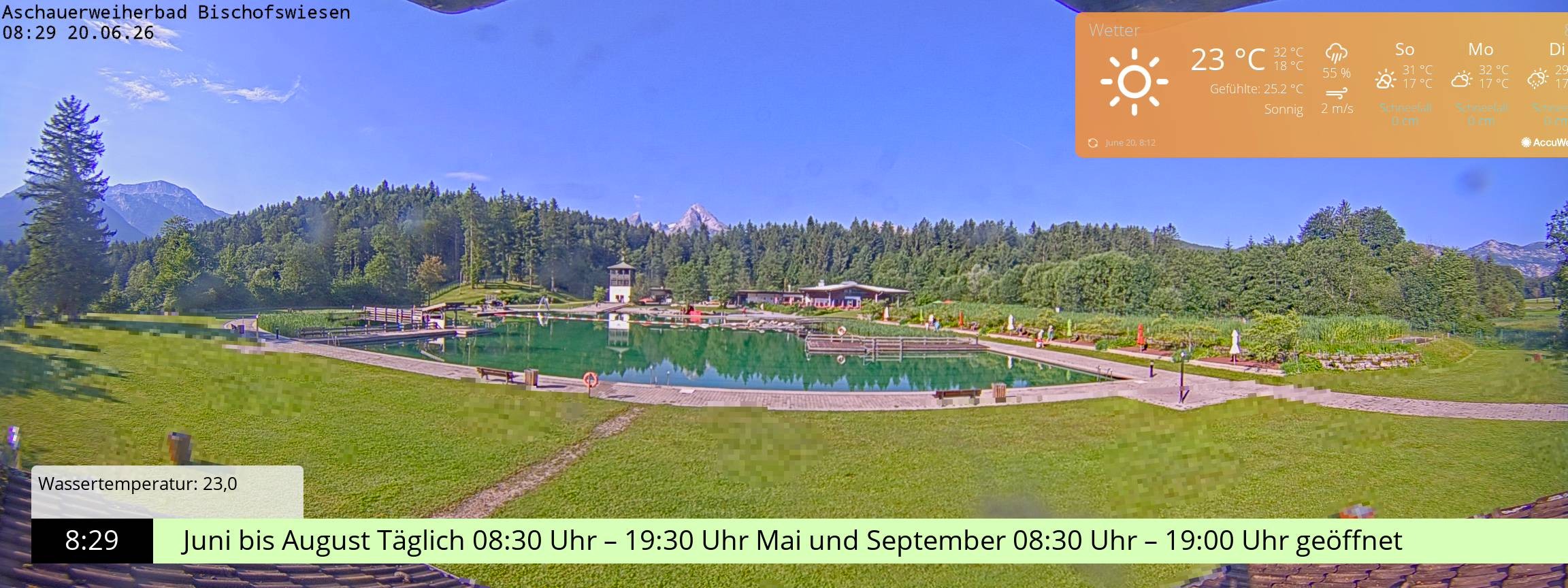Archiv Foto Webcam Bischofswiesen: Naturbad Aschauerweiher