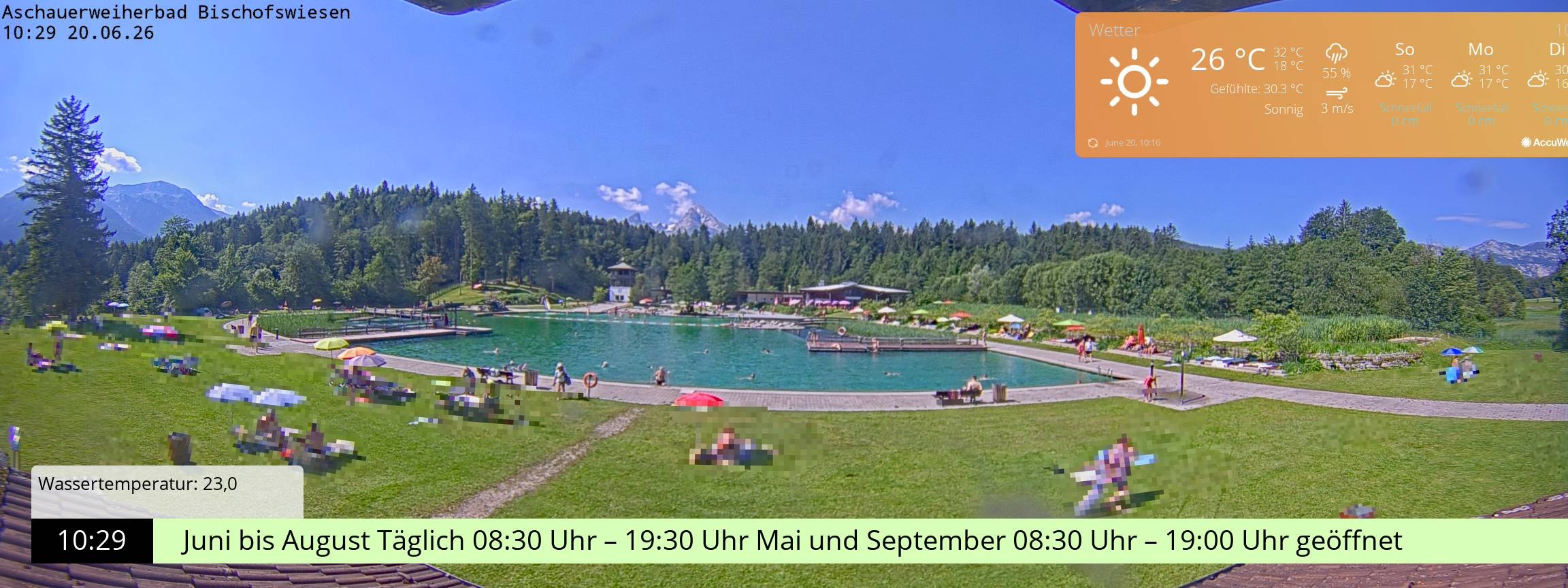 Archiv Foto Webcam Bischofswiesen: Naturbad Aschauerweiher