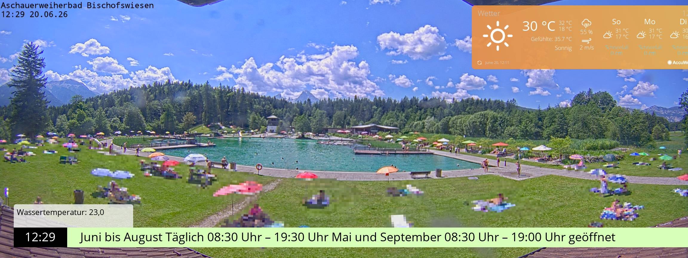 Archiv Foto Webcam Bischofswiesen: Naturbad Aschauerweiher