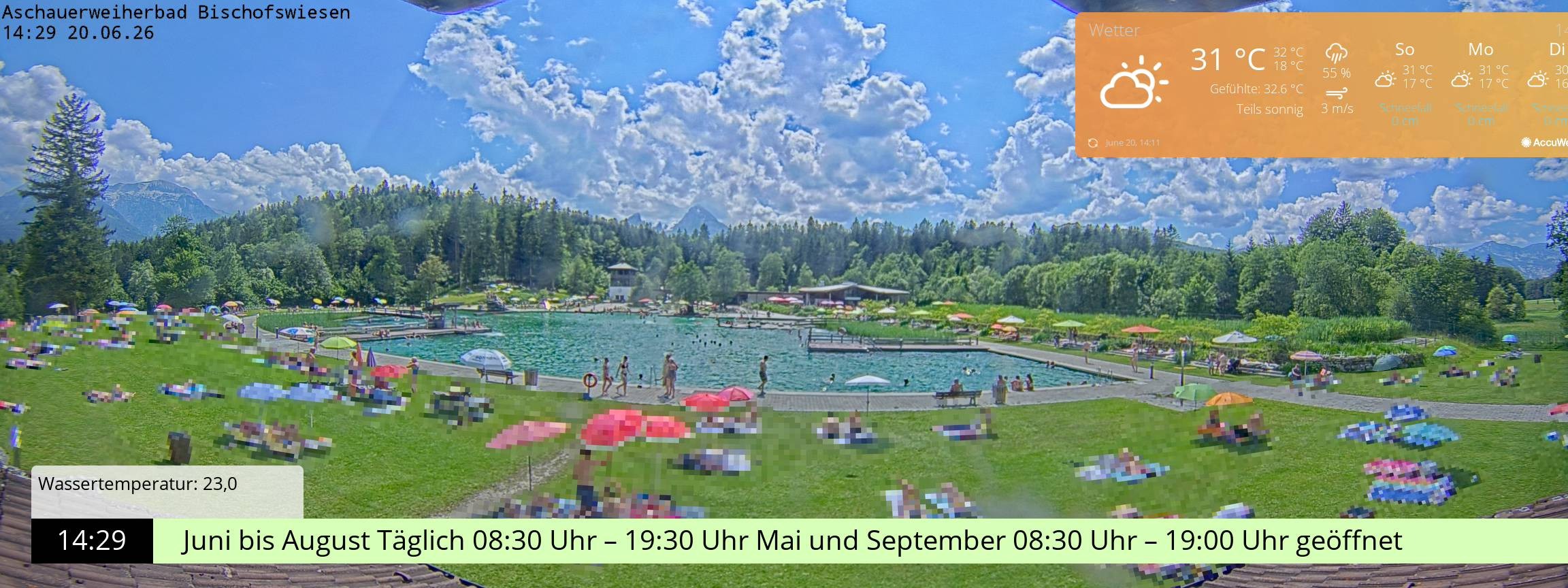 Archiv Foto Webcam Bischofswiesen: Naturbad Aschauerweiher