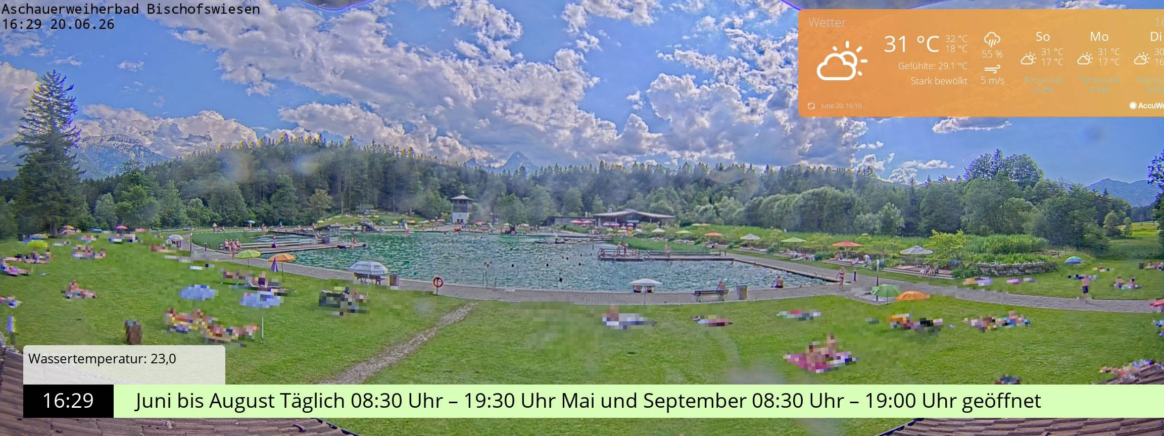Archiv Foto Webcam Bischofswiesen: Naturbad Aschauerweiher