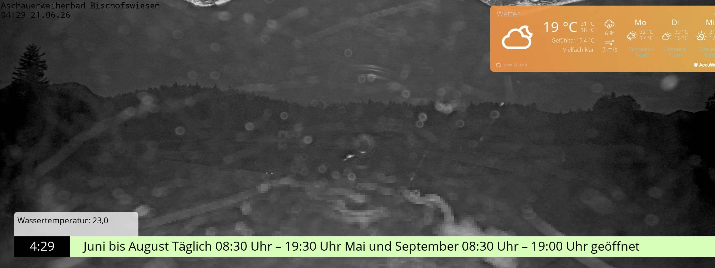 Archiv Foto Webcam Bischofswiesen: Naturbad Aschauerweiher