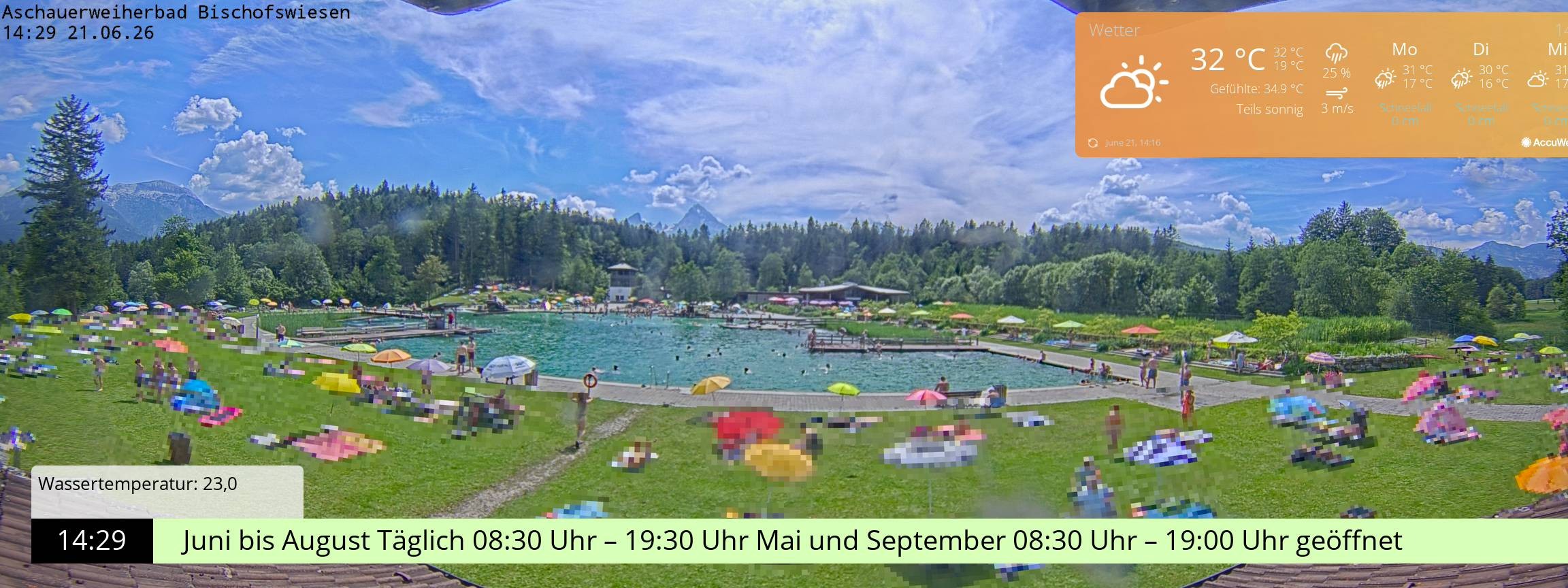 Archiv Foto Webcam Bischofswiesen: Naturbad Aschauerweiher