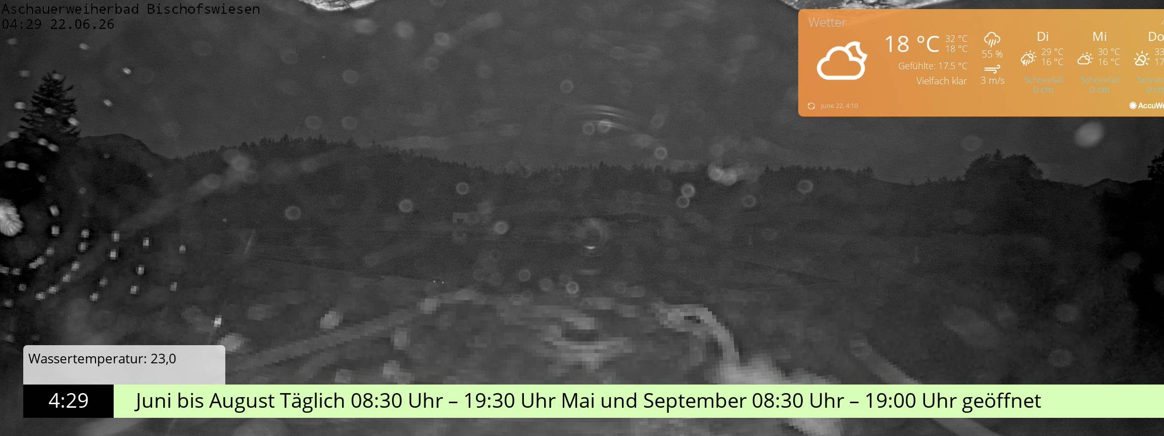 Archiv Foto Webcam Bischofswiesen: Naturbad Aschauerweiher
