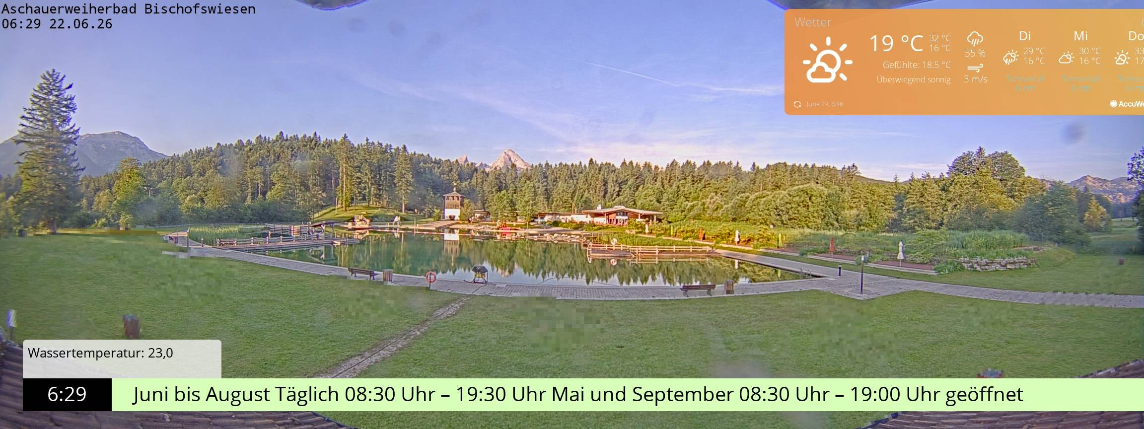Archiv Foto Webcam Bischofswiesen: Naturbad Aschauerweiher