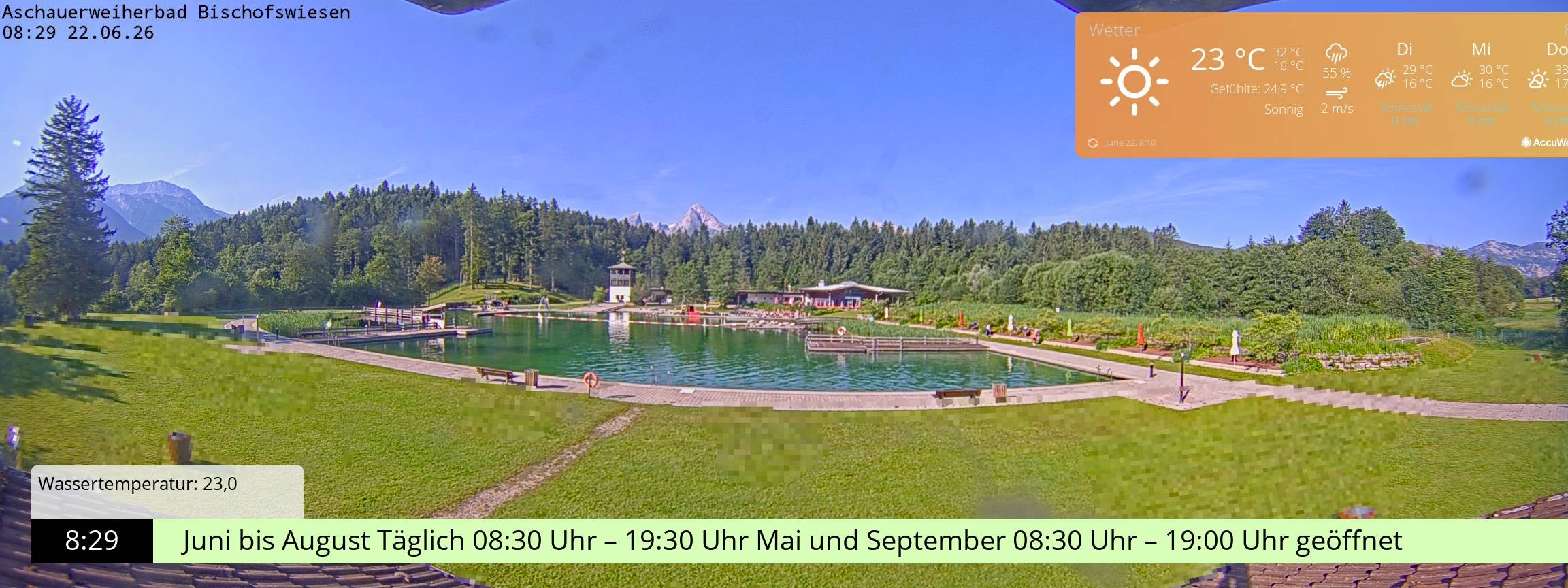 Archiv Foto Webcam Bischofswiesen: Naturbad Aschauerweiher