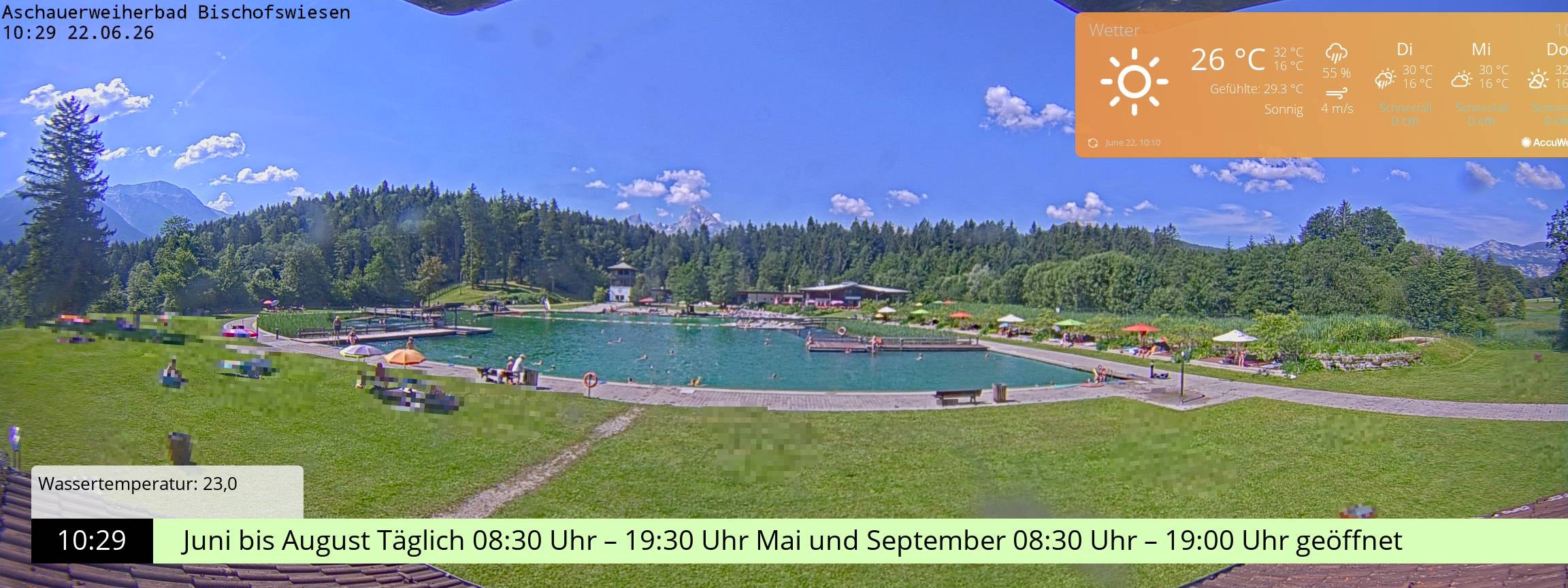 Archiv Foto Webcam Bischofswiesen: Naturbad Aschauerweiher