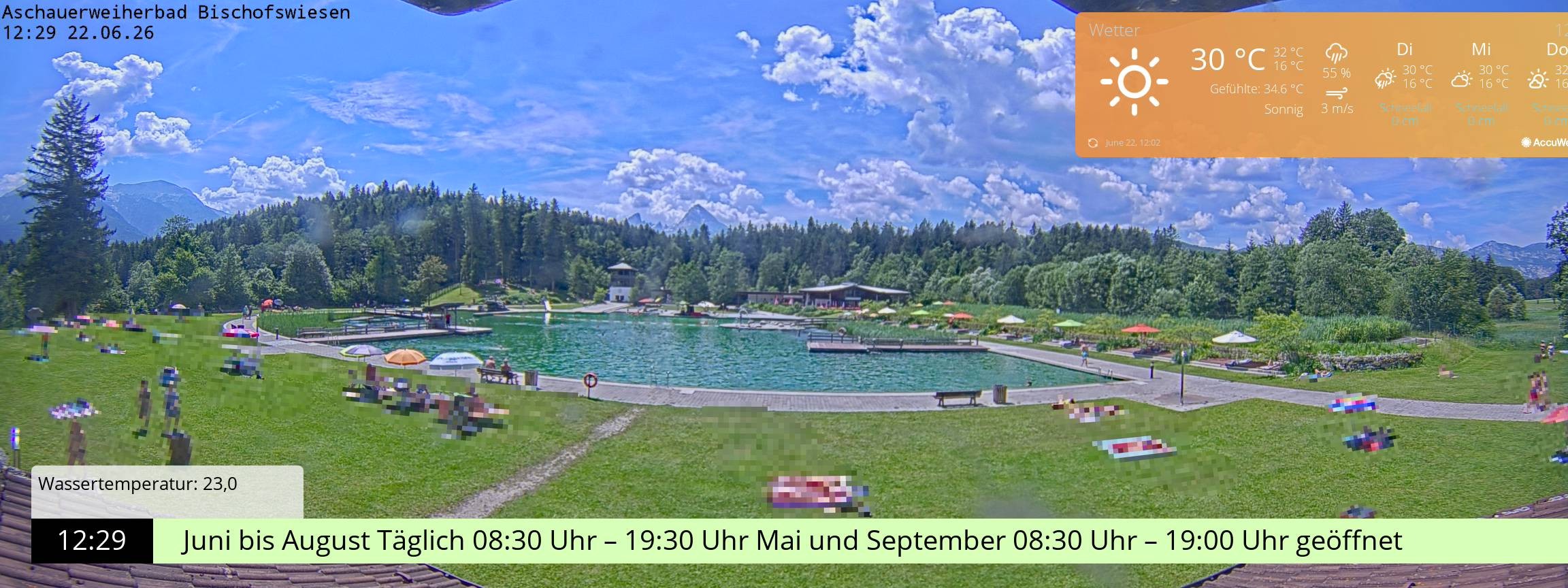 Archiv Foto Webcam Bischofswiesen: Naturbad Aschauerweiher