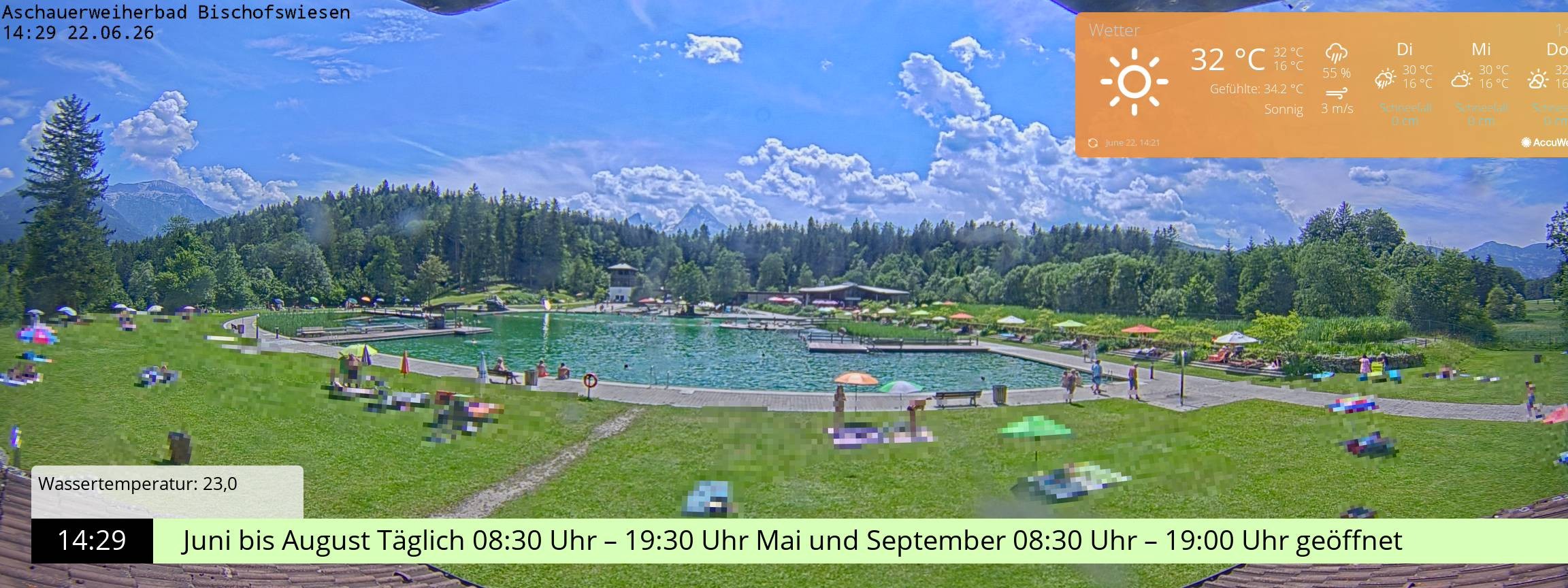 Archiv Foto Webcam Bischofswiesen: Naturbad Aschauerweiher