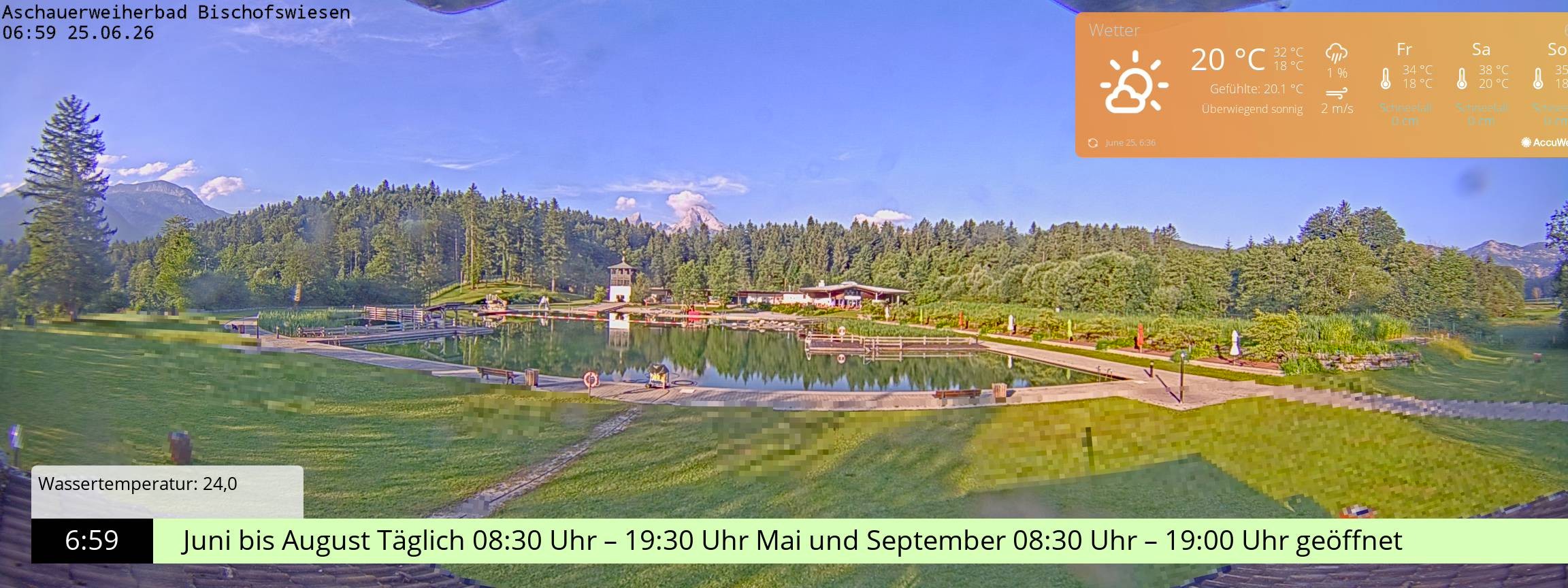 Archiv Foto Webcam Bischofswiesen: Naturbad Aschauerweiher
