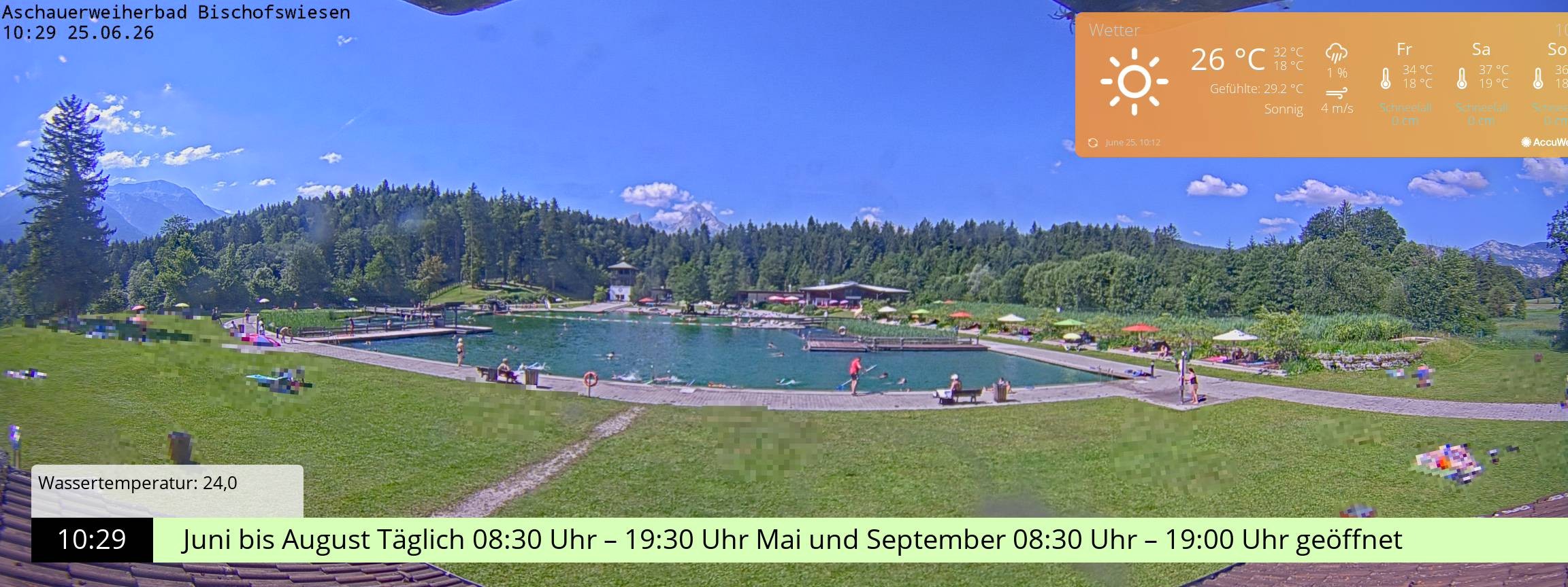 Archiv Foto Webcam Bischofswiesen: Naturbad Aschauerweiher