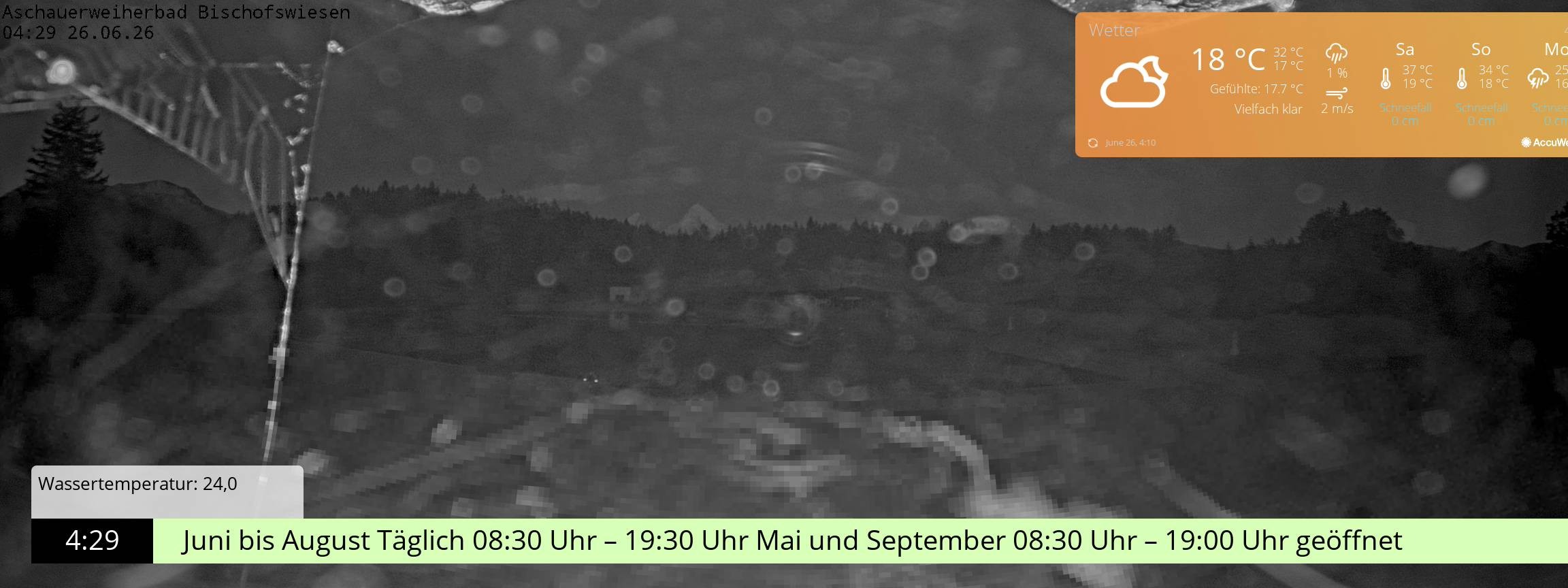 Archiv Foto Webcam Bischofswiesen: Naturbad Aschauerweiher