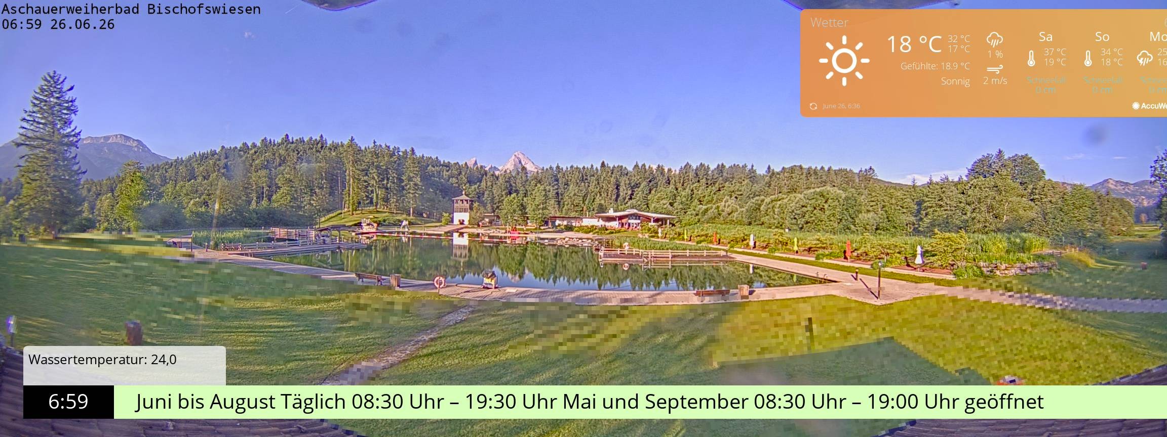 Archiv Foto Webcam Bischofswiesen: Naturbad Aschauerweiher