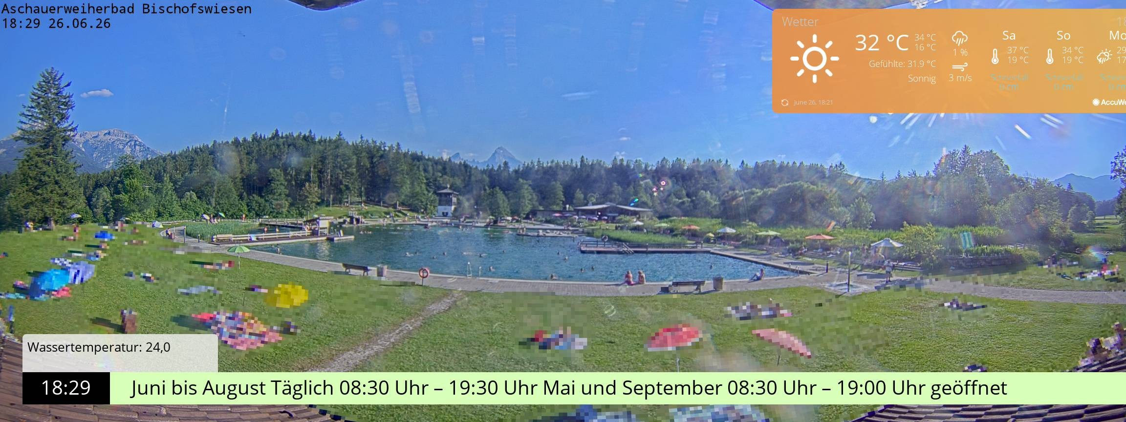 Archiv Foto Webcam Bischofswiesen: Naturbad Aschauerweiher