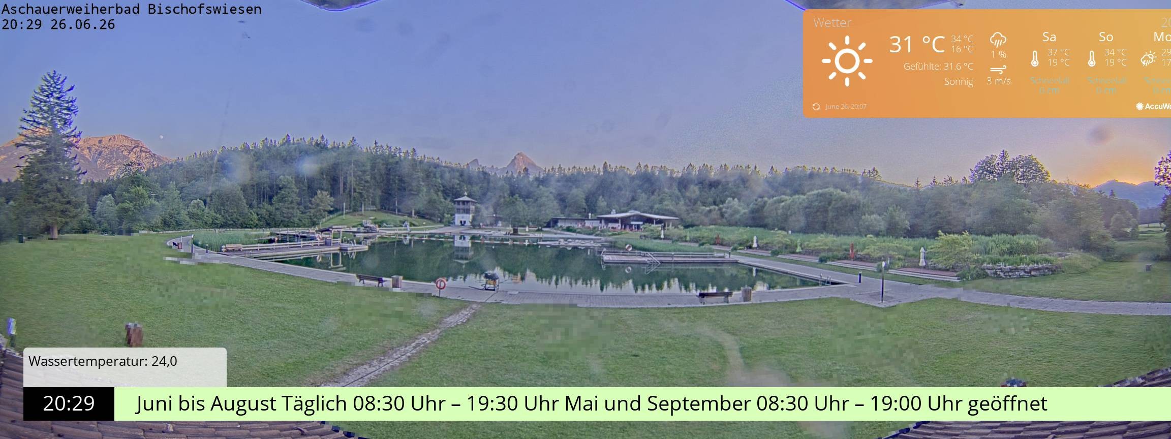 Archiv Foto Webcam Bischofswiesen: Naturbad Aschauerweiher