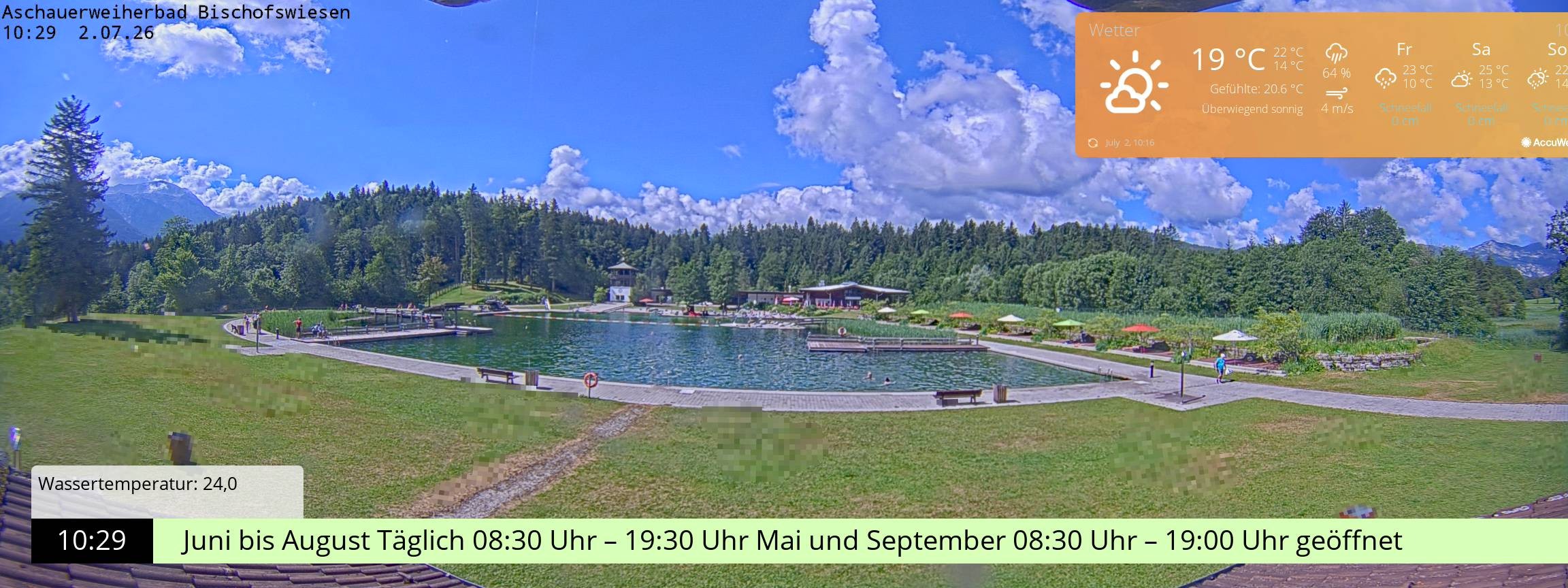 Archiv Foto Webcam Bischofswiesen: Naturbad Aschauerweiher