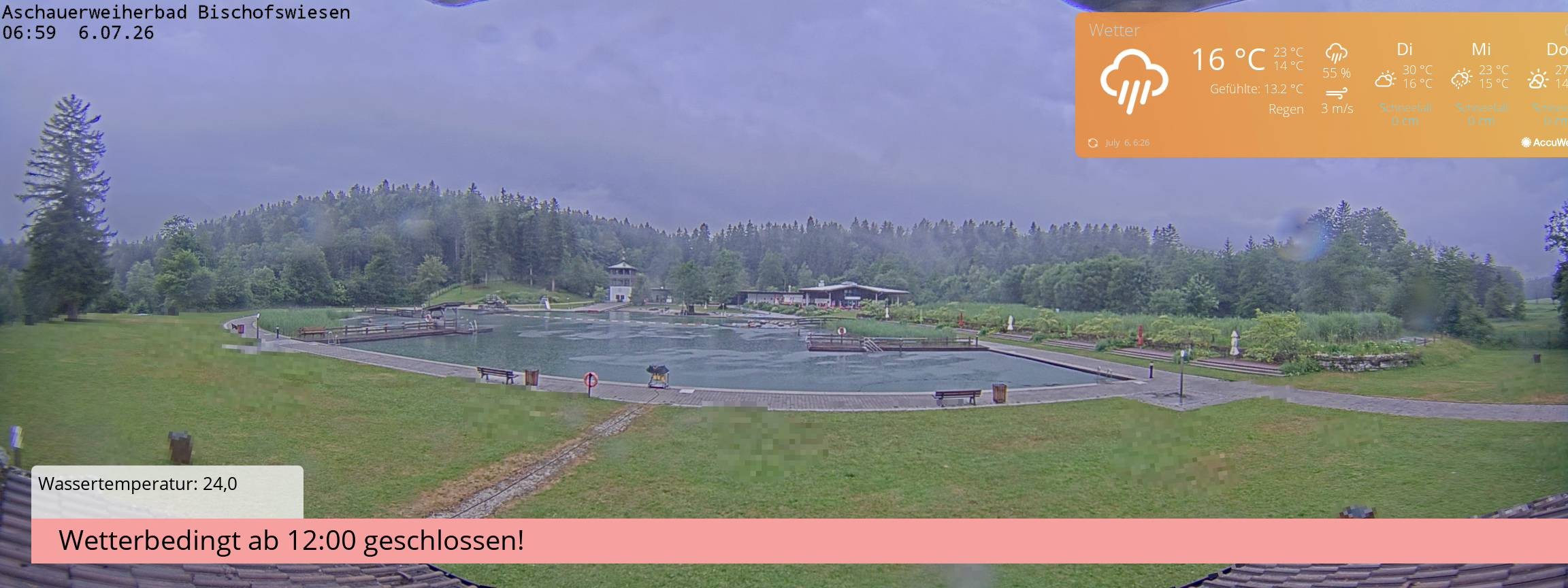 Archiv Foto Webcam Bischofswiesen: Naturbad Aschauerweiher