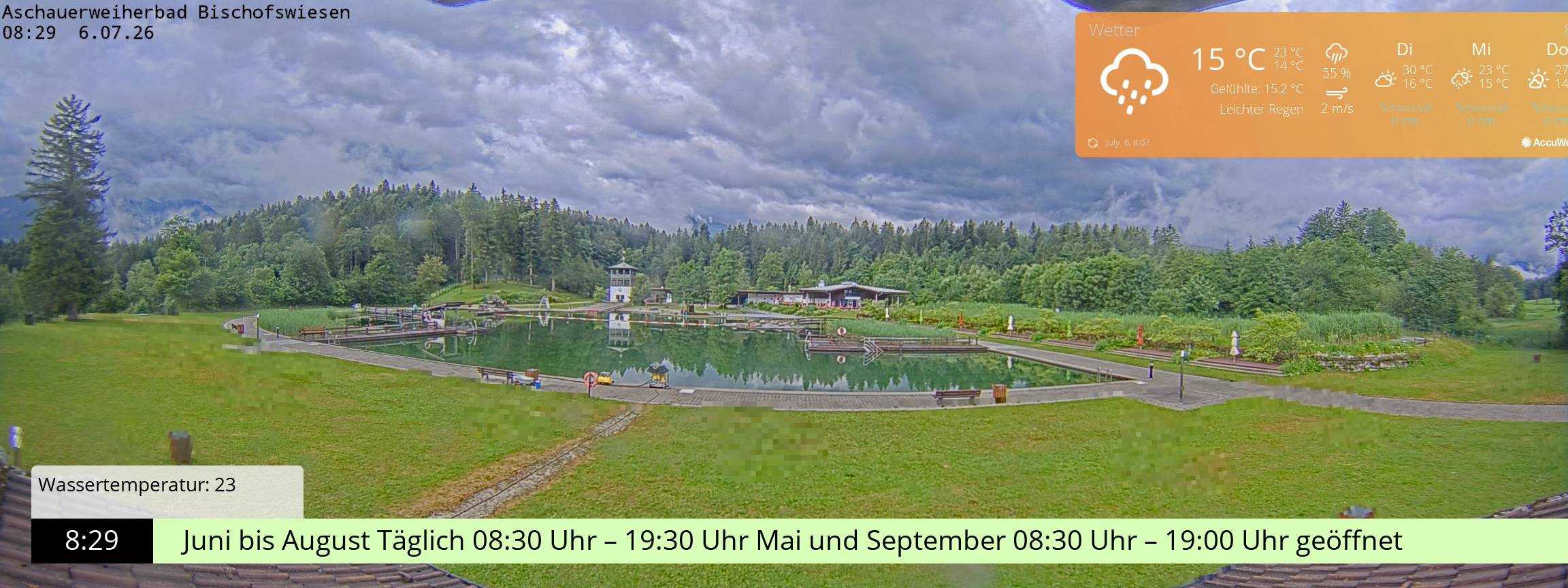 Archiv Foto Webcam Bischofswiesen: Naturbad Aschauerweiher