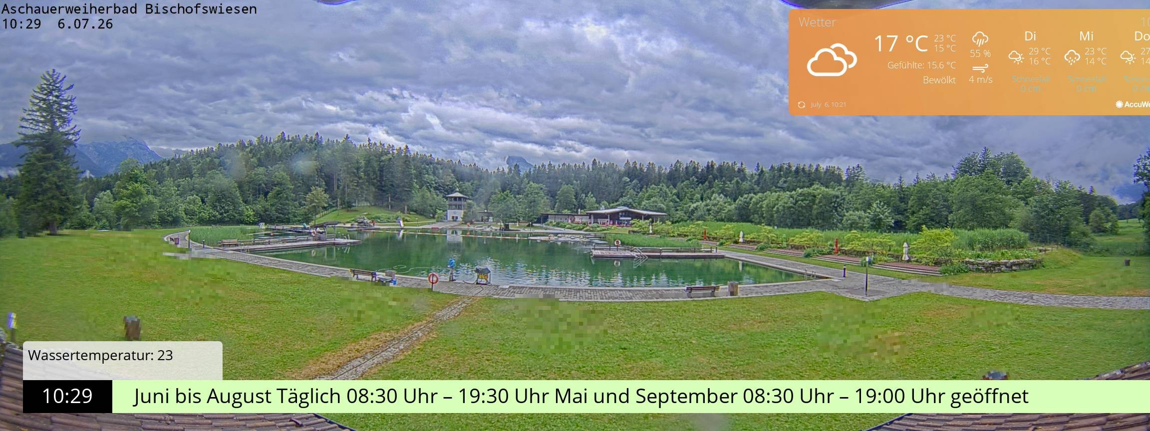 Archiv Foto Webcam Bischofswiesen: Naturbad Aschauerweiher