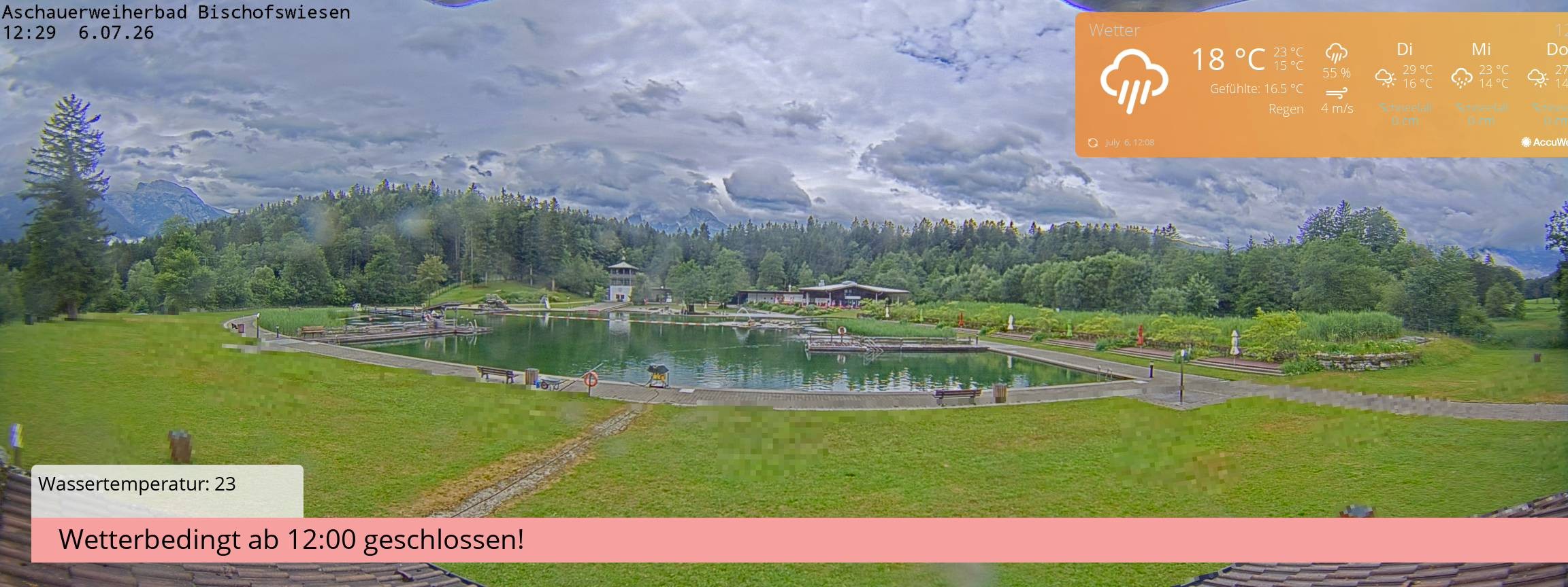 Archiv Foto Webcam Bischofswiesen: Naturbad Aschauerweiher