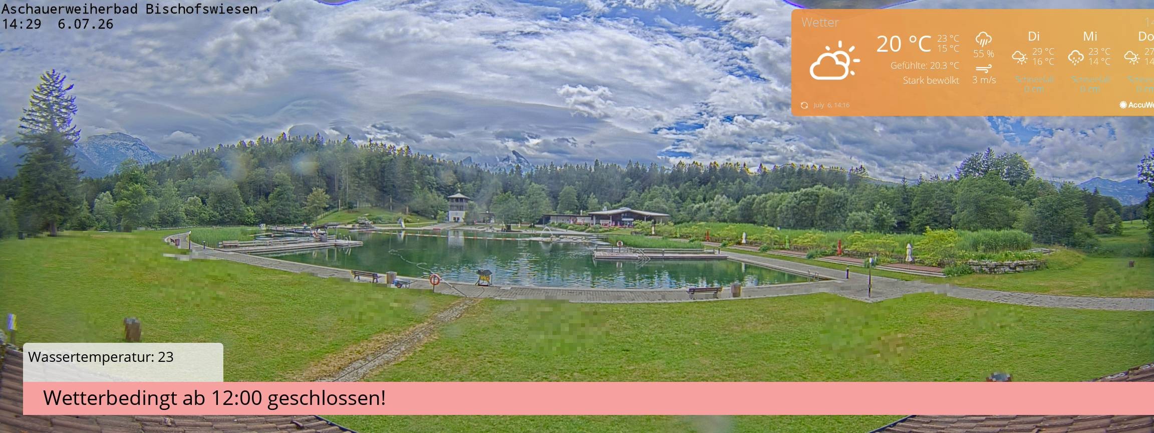 Archiv Foto Webcam Bischofswiesen: Naturbad Aschauerweiher