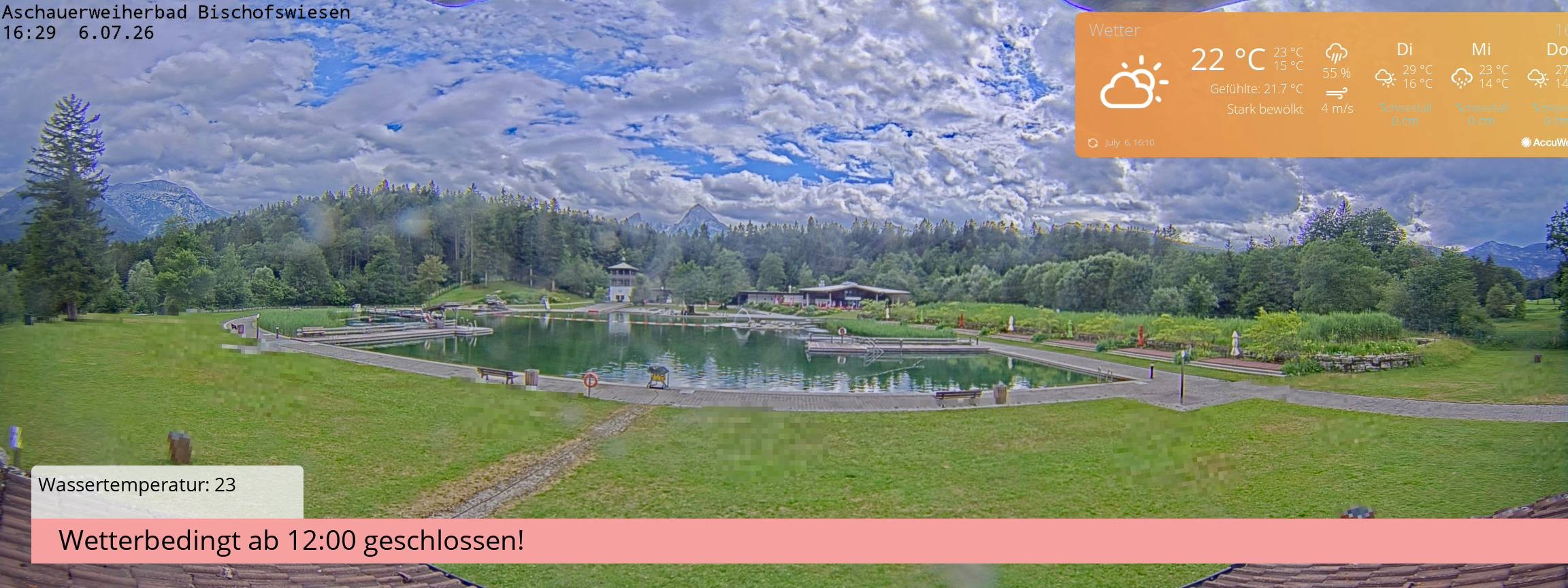 Archiv Foto Webcam Bischofswiesen: Naturbad Aschauerweiher