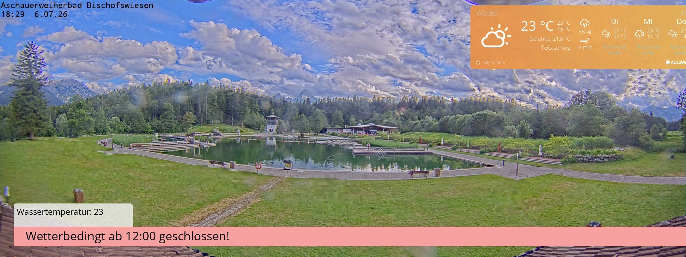 Archiv Foto Webcam Bischofswiesen: Naturbad Aschauerweiher