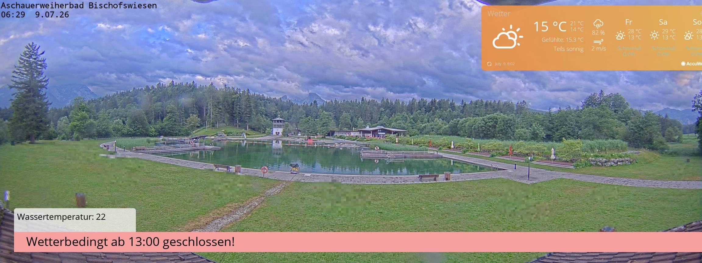Archiv Foto Webcam Bischofswiesen: Naturbad Aschauerweiher
