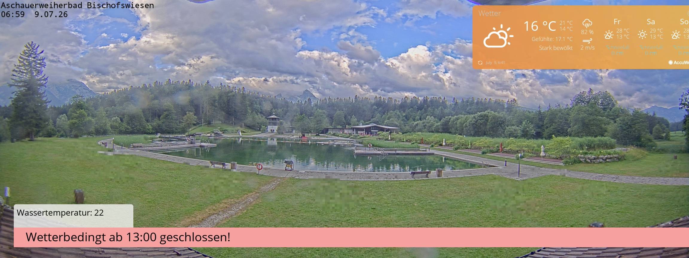 Archiv Foto Webcam Bischofswiesen: Naturbad Aschauerweiher