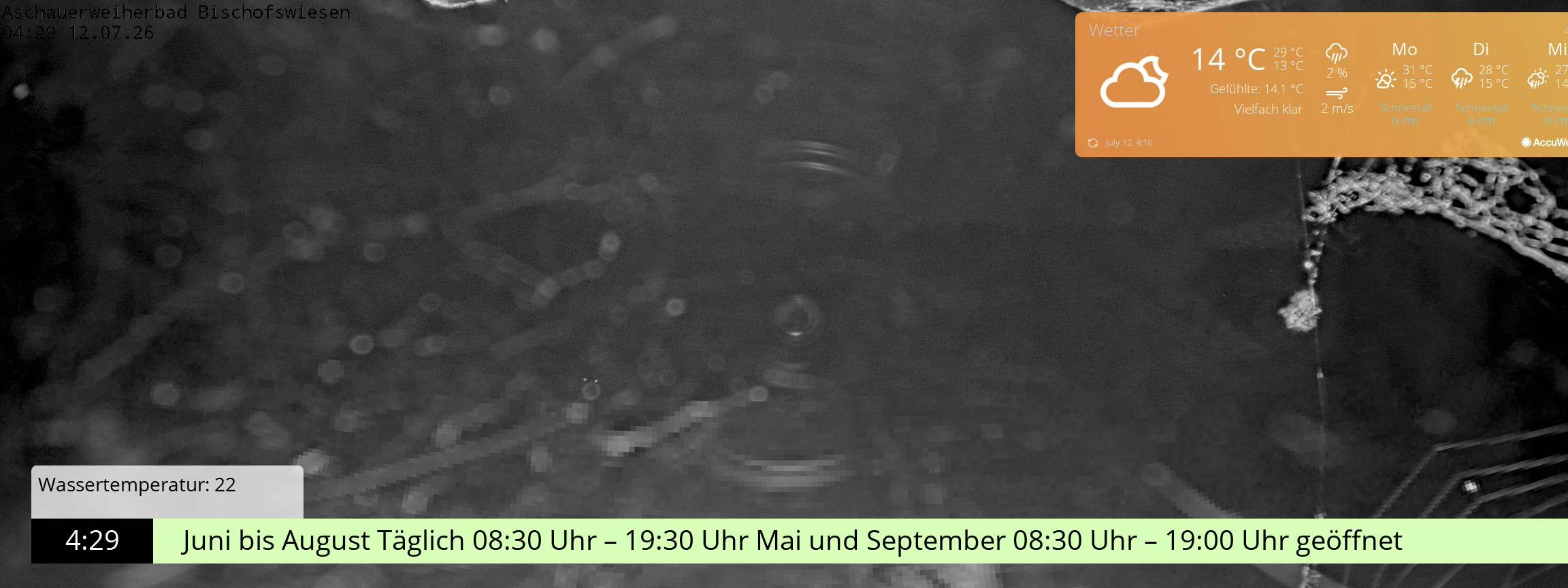 Archived image Webcam nature baths Aschauerweiher