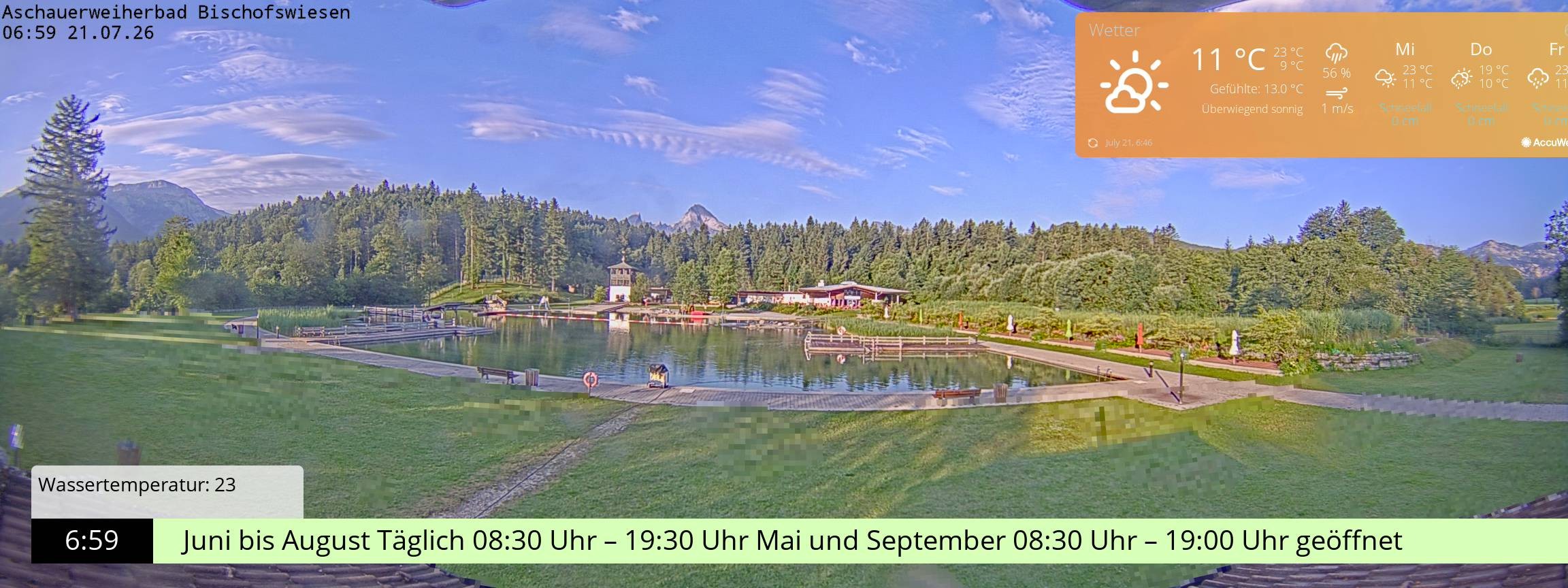 Archiv Foto Webcam Bischofswiesen: Naturbad Aschauerweiher