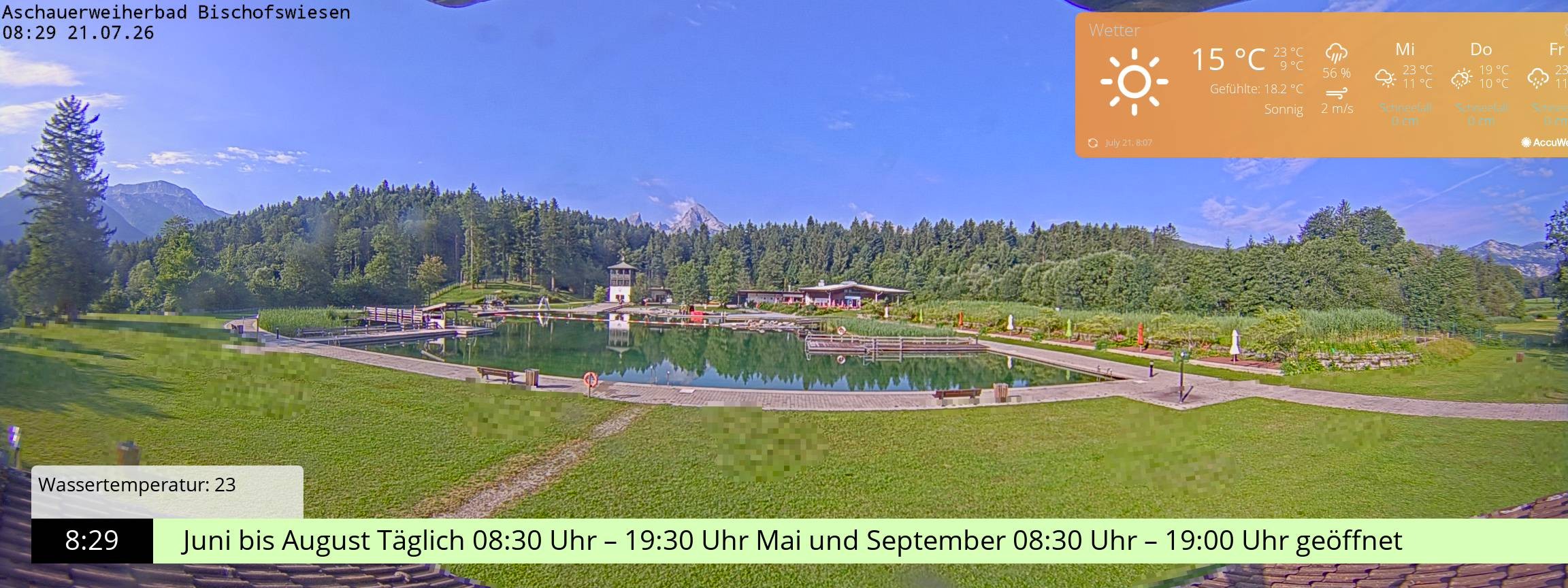 Archiv Foto Webcam Bischofswiesen: Naturbad Aschauerweiher