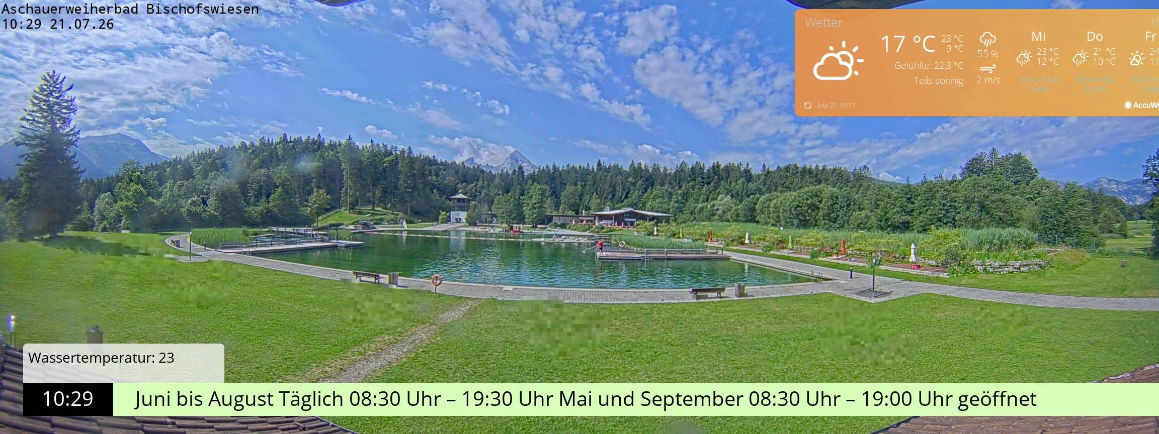 Archiv Foto Webcam Bischofswiesen: Naturbad Aschauerweiher