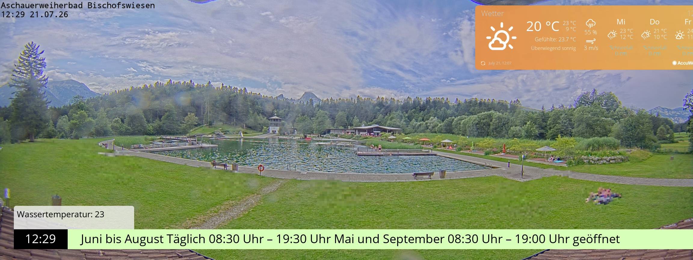 Archiv Foto Webcam Bischofswiesen: Naturbad Aschauerweiher