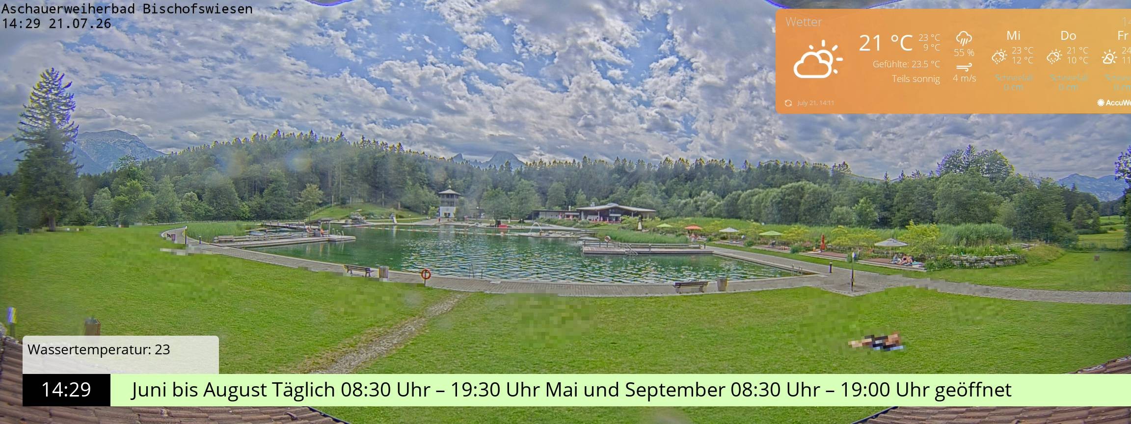 Archiv Foto Webcam Bischofswiesen: Naturbad Aschauerweiher
