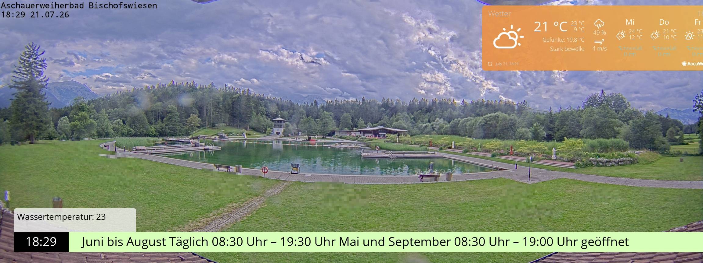Archiv Foto Webcam Bischofswiesen: Naturbad Aschauerweiher