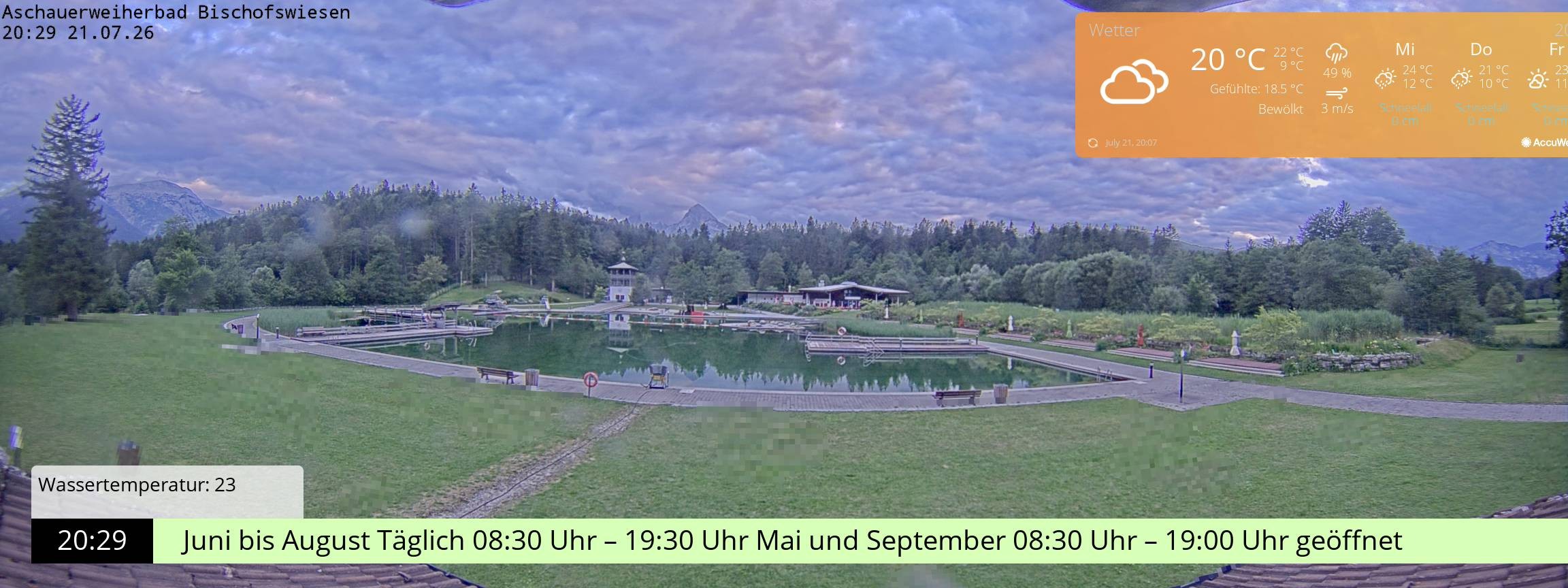 Archiv Foto Webcam Bischofswiesen: Naturbad Aschauerweiher