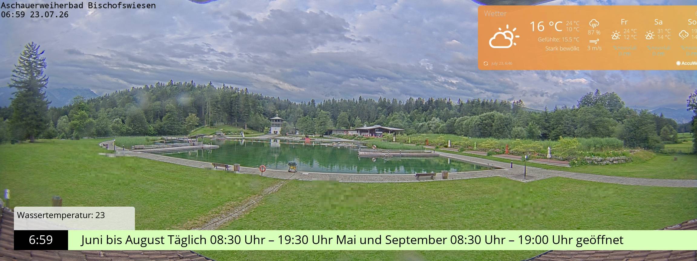 Archiv Foto Webcam Bischofswiesen: Naturbad Aschauerweiher