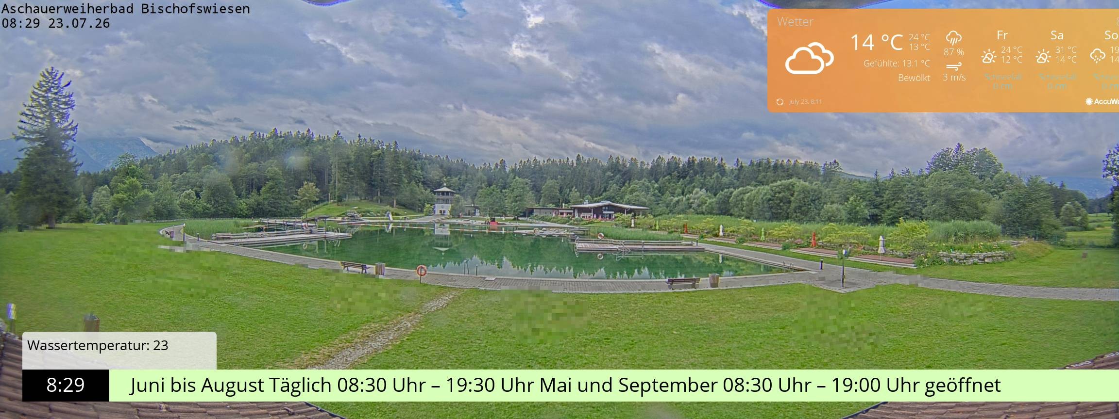 Archiv Foto Webcam Bischofswiesen: Naturbad Aschauerweiher