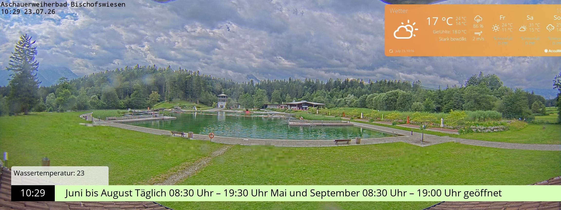 Archiv Foto Webcam Bischofswiesen: Naturbad Aschauerweiher