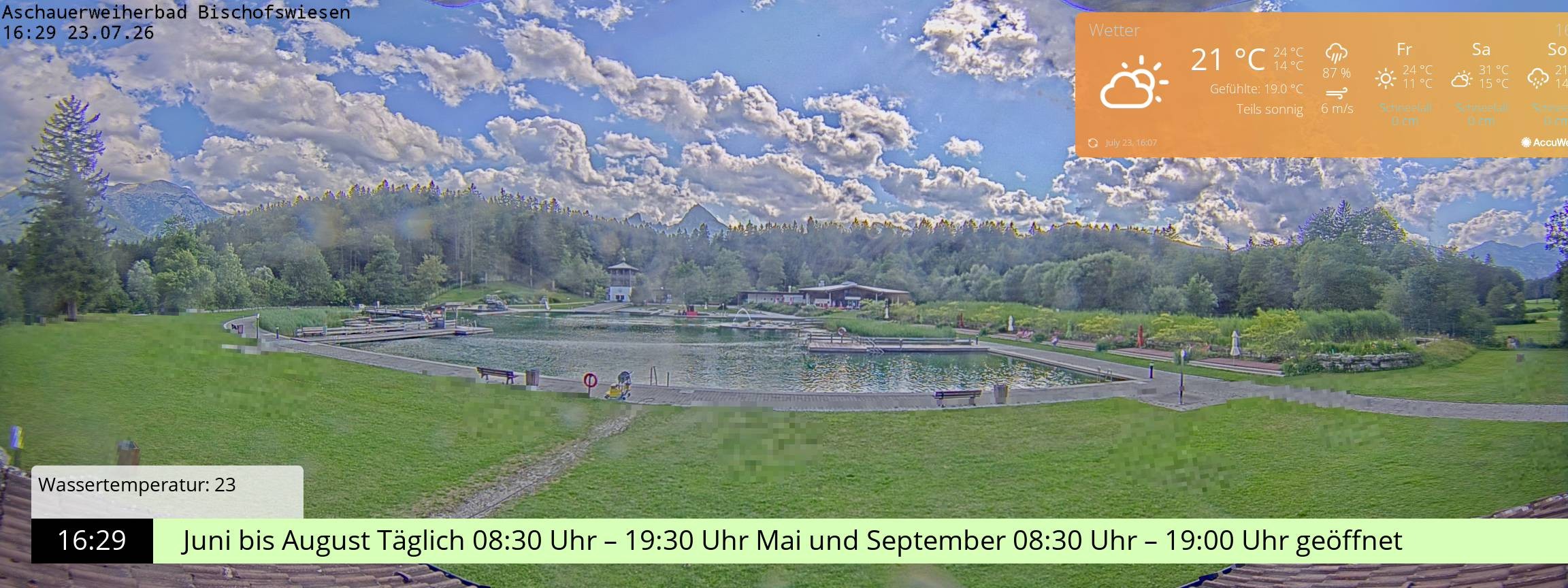 Archived image Webcam nature baths Aschauerweiher