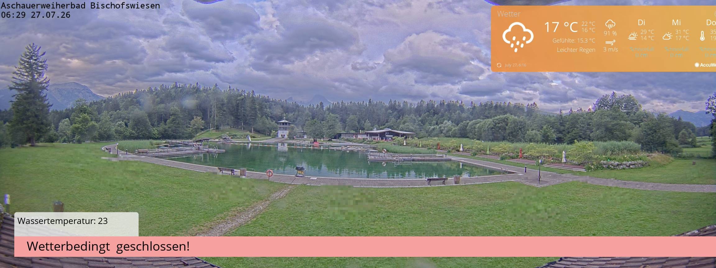 Archiv Foto Webcam Bischofswiesen: Naturbad Aschauerweiher
