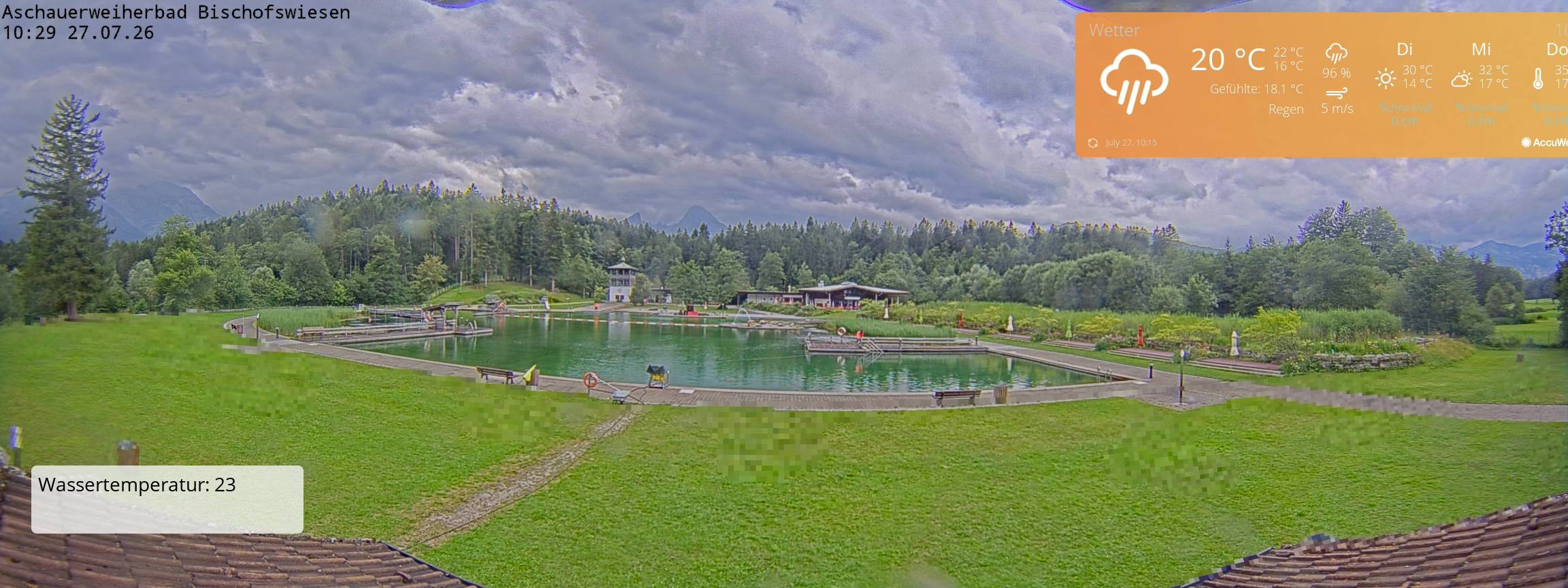 Archiv Foto Webcam Bischofswiesen: Naturbad Aschauerweiher