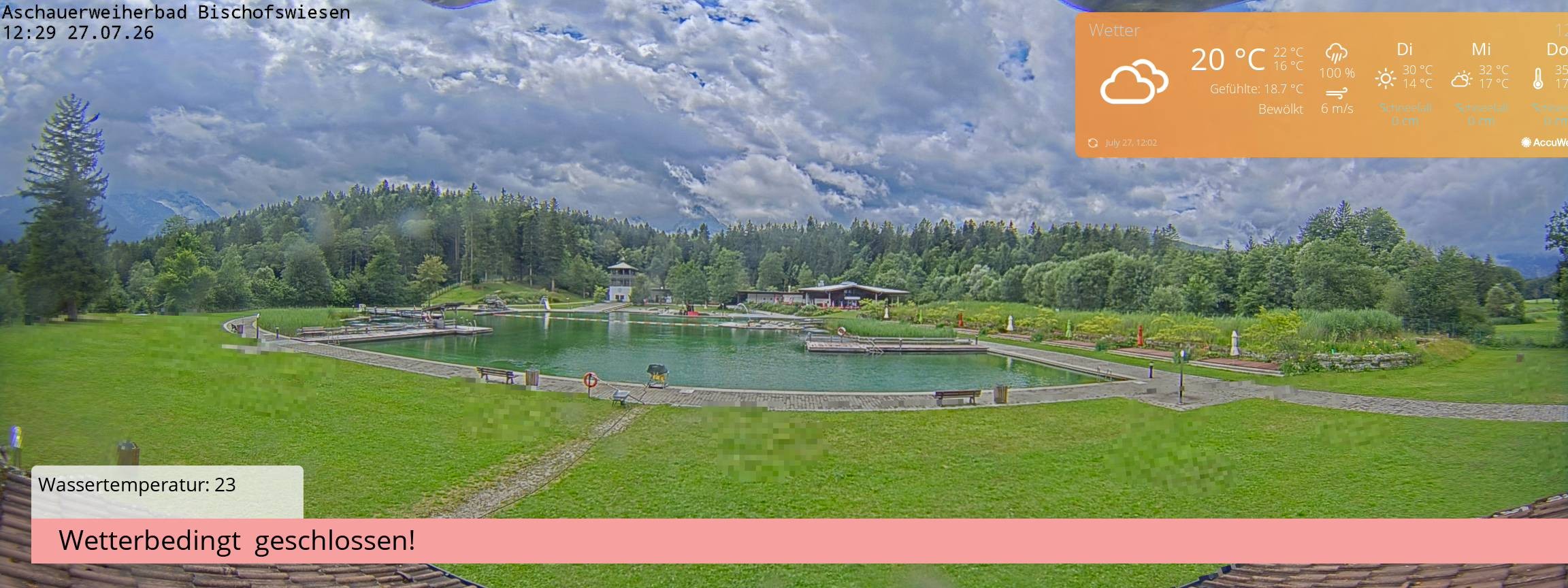 Archiv Foto Webcam Bischofswiesen: Naturbad Aschauerweiher